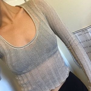 Sheer long sleeve crop